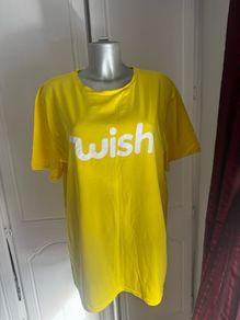 Brand new Wish logo yellow stretchy t-shirt size XL UK18/20 EU46/48 Postage included