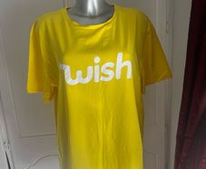 Brand new Wish logo yellow stretchy t-shirt size XL UK18/20 EU46/48 Postage included