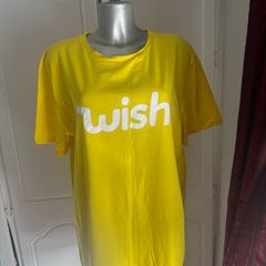 Brand new Wish logo yellow stretchy t-shirt size XL UK18/20 EU46/48 Postage included