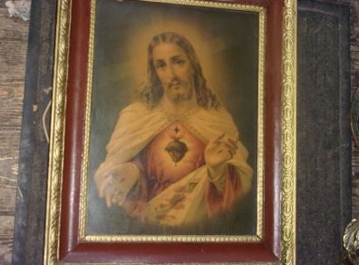 1 antique  holy pictures lovely frames