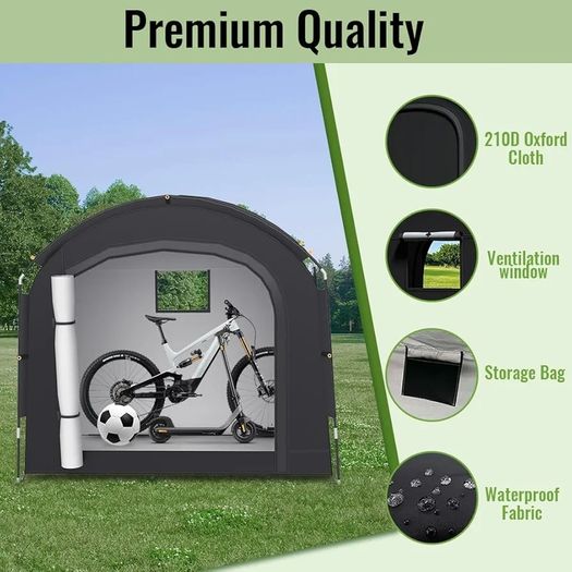 Bike Shed, Bike Storage Outdoor Waterproof Storage Tent, Portable Garden Garage Shelter for 2 Bicycles, Motorcycle, Tools, Toys & Lawn Mower