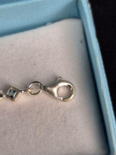 Eclipse Sterling Silver Link Bracelet Blue Clear CZ Boxed
