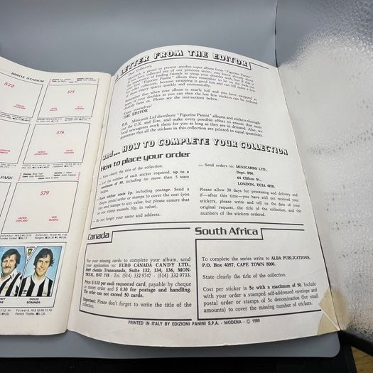 Vintage Panini Football 80 Football Sticker Album 1980