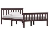 Bed Frame Dark Brown Solid Pinewood 120 x 190 cm