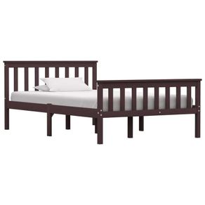 Bed Frame Dark Brown Solid Pinewood 120 x 190 cm