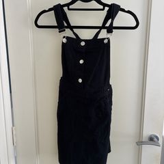 Black denim midi dress