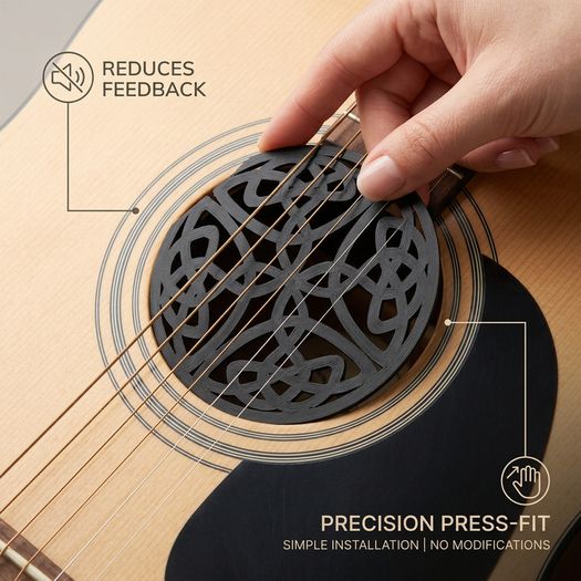 Celtic Knot Acoustic Guitar Soundhole Cover - Decorative Feedback Suppressor for 100mm Sound Holes - Folk & Celtic Style Guitar Accessory