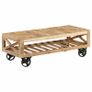 Coffee Table with Wheels Solid Mango Wood 110x50x37 cm Image 9
