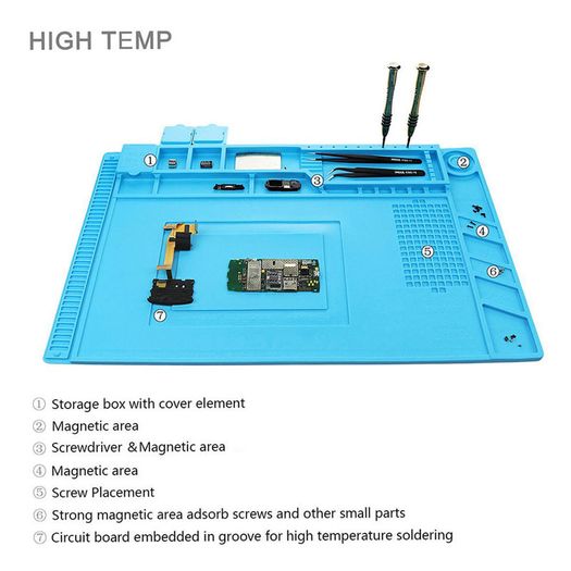 Magnetic Heat Insulation Silicone Pad Desk Mat Maintenance Platform 45x30cm