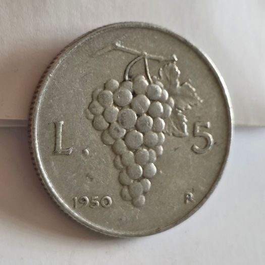 Italy 5 Lire, 1950, L. 5 R