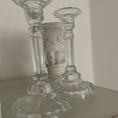 ShabbyChic Set of 2of each item 6items in total..Vintage crystal shades can be adjusted in height