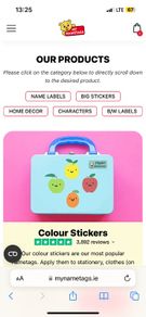 Three sets of personalised name labels/stickers