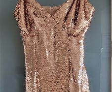 boohoo rose gold sequinced dress Sz 6UK (Fit 8UK)