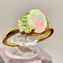 Ethiopian Opal, Tsavorite Garnet & White Zircon Ring Image 2
