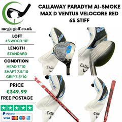 Callaway Paradym Ai-Smoke Max D #5 Wood 18 Degree / Ventus Velocore Red 6S Stiff