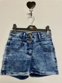 High-waisted denim girls shorts for 8-9 year old