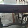 Antique 8 seater solid French monastery Oak table plus 4 seater bench and 4 chairs Image 6
