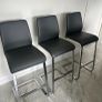 Set of 3 Grey Faux Leather Bar Stools Image 2