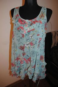 Wallis blue floral sleeveless top size UK12/14 EU42 Perfect condition Postage included