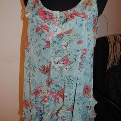 Wallis blue floral sleeveless top size UK12/14 EU42 Perfect condition Postage included