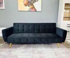 Luxury Velvet Sofa Bed with Golden Legs black