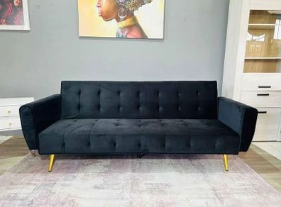 Luxury Velvet Sofa Bed with Golden Legs black