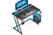 Gaming Table with Cup Holder and Headphone Hook, Double Z Frame Design Computer Desk Carbon Fiber Black 80 cm