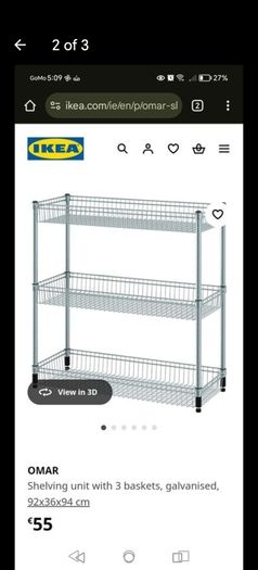 Two metal shelves