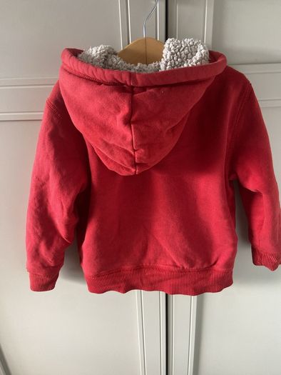 Red cost lined zip down baby Gap hoodie 3-4