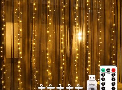 Curtain Fairy Lights, 3x3m 300 Led String Lights (multiple Colours Available)
