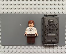 lego Star Wars sw0714 Han Solo minifigure- White Shirt with Wrinkles on Front, Dark Brown Legs, Smooth Hair