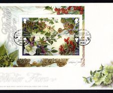 2014 Isle of Man Winter Flora Miniature Sheet Commemorative Stamp First Day Cover (FDC)