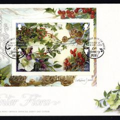 2014 Isle of Man Winter Flora Miniature Sheet Commemorative Stamp First Day Cover (FDC)