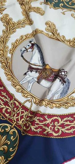 Vintage Ostinelli 100% Silk Made in Italy Equestrian Theme Scarf