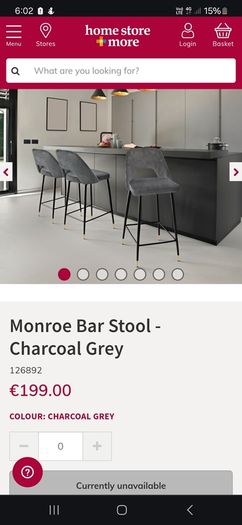 Monroe Bar Stool - Charcoal Grey