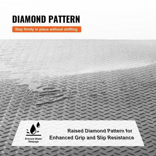 Diamond-Plate Rubber Flooring Roll, 3 mm x 4 ft x 8 ft Garage Floor Mat, SBR Rubber Garage Flooring Roll, Easy to Clean, Diamond Plate Rubber Mat for Under Cars, Garage Industry Gym, Black