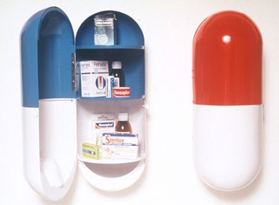 Perigot Branded Designer Retro Pill Shaped Medicine / Bathroom Cabinet