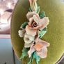 Vintage Pair Genuine Capo di monte 3D Porcelain Floral Wall Plaques with Label Image 3