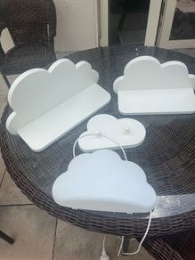 White Cloud Shelves and Coat Hook Set with night light