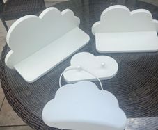 White Cloud Shelves and Coat Hook Set with night light
