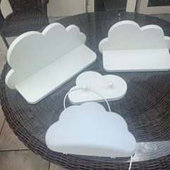 White Cloud Shelves and Coat Hook Set with night light