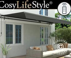 Awning w/Remote Control, 3.95x2.5 m, Black