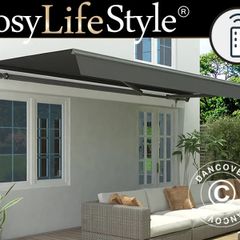 Awning w/Remote Control, 3.95x2.5 m, Black