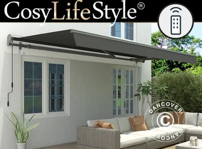 Awning w/Remote Control, 3.95x2.5 m, Black