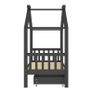 Kids Bed Frame with a Drawer Dark Grey Solid Pine Wood 80x160cm Image 4