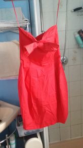 BNWT Trapeze strapless red midi dress with bow