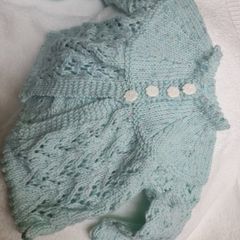 Handmade knitted Baby Blanket,cardi and mittens