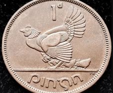 [#70] - Ireland 1946 | Irish 1d | One Penny | Hen with Chicks | KM.11 | High Grade
