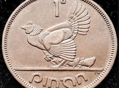 [#70] - Ireland 1946 | Irish 1d | One Penny | Hen with Chicks | KM.11 | High Grade