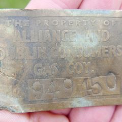 Vintage Brass Plaque Alliance and Dublin Consumers 7cm x 4cm